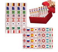Juego De Mahjong - Juego De Fichas De Mahjong De 65 Piezas, Juegoo De Mesa Educativo Con Patrón De Bandera | Mini Fichas De Mahjongs Para El Hogar, La Escuela, Las Vacaciones, Las Reuniones Informales