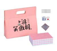 Juego de Mahjong portátil, conjunto de Mahjong chino | Pequeño juego de Mahjong familiar,Piezas de Mahjong China, juego de mesa de Mahjong con mantel, bolsa de transporte, dados y regla de baldosas
