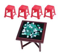 Juego de mahnjong en miniatura - pequeños mahnjong, mini azulejos para sala de juegos | Réplica tradicional china, juego de kits de dibujos animados para estación de manualidades para niñas