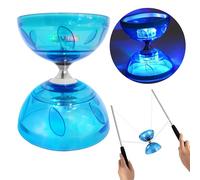 Juego de Malabares LED Diabolo - 4,5 mm Rodamiento Triple Diábolo para Principiantes y Profesionales | Juegos de Circo para Niños y Adultos | con Cordón Ajustable, Bolsa de Malla y 2 Bastones Cómodos