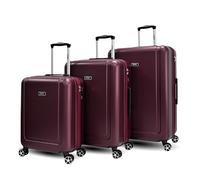Juego de 3 Maletas (Pequeña, Mediana, Grande), ABS Ecológico 70% Reciclado, 4 Ruedas Dobles Silenciosas, Bloqueo Integrado, Expandible, Ligero, Adecuado para Aerolíneas, Burdeos, (20"+24"+28")