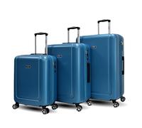 Juego de 3 Maletas (Pequeña, Mediana, Grande), ABS Ecológico 70% Reciclado, 4 Ruedas Dobles Silenciosas, Bloqueo Integrado, Expandible, Ligero, Adecuado para Aerolíneas, Aqua Blue (20"+24"+28")