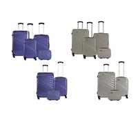 Juego de maletas de ruedas rígidas con maleta neceser de WellHome: Juego de 4 maletas / Plateado metálico