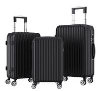 Juego de maletas de viaje con báscula de equipaje, 4 ruedas y candado TSA, juego de 3 piezas, maletín rígido, maletín con ruedas, maleta de viaje, equipaje de mano, color negro, Negro