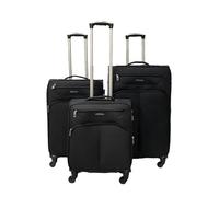 Juego de Maletas de Viaje de 3 Piezas, Equipaje de Tela Peso Pluma Resistente+PC,Extensible, Ruedas 360 universales, Super Ligera Extra Light, Comoda y Duradera L+M+Cabina. (SET 3, BLACK)