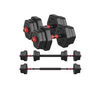 SONGMICS Juego de Mancuernas con Barra de Conexión, Mancuerna Corta, Barra de 20 kg, Peso Hexagonal para Entrenamiento, Fitness, Levantamiento en Casa, Gimnasio, Negro Tinta SYL200B01