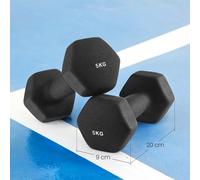 Juego de mancuernas de 2 piezas con acabado de vinilo, mancuernas hexagonales y curvos, para fitness, ejercicio y gimnasio en casa.
