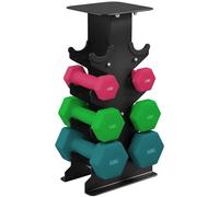 Juego de mancuernas hexagonales SPORTNOW con soporte para mancuernas, pesas antideslizantes para entrenamiento de fuerza en el gimnasio doméstico, levantamiento de pesas, 2 x 1 kg, 2 x 3 kg, 2 x 5 kg