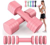 Juego de mancuernas para mujer, Sportneer - Mancuernas ajustables - Juego de 2 mancuernas cortas (0,9-2,3 kg por mancuerna), juego de mancuernas 4 en 1 con mango antideslizante de TPU, juego de
