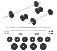 Juego de mancuernas y mancuernas cromadas de 30 kg con 4 discos de 2,5 kg y 6 discos de 1,25, entrenamiento de fuerza multifuncional para pecho, bíceps, brazos, tríceps y espalda, incluye