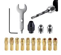 Juego De Mandril Portabrocas,Adaptador De Acero Sin Llave 0.5-3.2 Mm | Set De Pinzas Cambio Rápido 15 Piezas,para Taladrar, Trabajo en Metal, Torneado, Grabado, Maquinista y