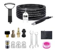 Juego de manguera de limpieza de tuberías de 400 bar y 140 °C, con adaptador y boquillas, kit universal de limpieza de tuberías de alta presión, compatible con Kärcher K2-K7 y Bosch, para limpieza de