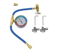 Juego de manguera de llenado con válvula de perforación y adaptador para R134a R22 Car Home Kit de reparación de sistema de aire acondicionado incluyendo llave de manómetro, bobina de construcción de