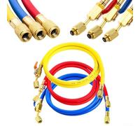 Juego de manguera de válvula de bola para aplicaciones HVAC, manguera de 1/4 pulgadas compatible con R410A R134A R407C S, diseñada para un drenaje rápido y un funcionamiento a prueba de fugas