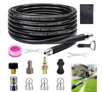 Juego de manguera para limpieza de tuberías (10 m, 400 bar, 140 °C, con adaptador y boquillas, juego de limpieza de tuberías, compatible con Kärcher k2-k7, manguera de alta presión