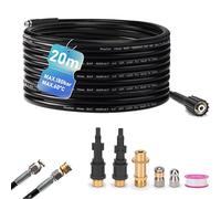 Juego de mangueras de limpieza de tuberías de 20 m, incluye 3 adaptadores, 2 boquillas de chorro + boquilla giratoria compatible con Karcher K2-K7, Lavor, Bosch - Juego universal de limpieza de