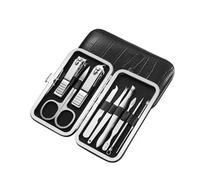 Juego de manicura, cortauñas de acero inoxidable negro, pinza para cutículas, herramienta de cuidado de pedicura, kit de aseo, 9 piezas