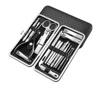 Juego de manicura, cortauñas de acero inoxidable negro, pinza para cutículas, herramienta de cuidado de pedicura, kit de aseo, 19 piezas