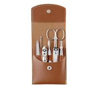 Juego de manicura de 7 piezas con embalaje, kits de herramientas para el cuidado de los pies y la cara, juegos de cortaúñas de acero inoxidable, herramientas de regalo, marrón