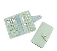 Juego de manicura de 7 piezas, cortaúñas de acero inoxidable, pinza para cutículas, quita tijeras, limpieza, aseo, pinzas para cejas, verde