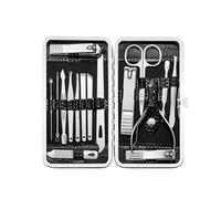 Juego de manicura de 9/16/19 piezas, cortaúñas de acero inoxidable negro, pinza para cutículas, herramienta de cuidado de pedicura, kit de aseo y limpieza, 16 piezas