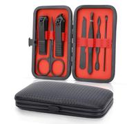 Juego de manicura de acero inoxidable profesional 7 en 1, cortaúñas encarnadas, kit de pedicura y cortador de uñas para los pies, tijeras de uñas gruesas con recortador de cutículas (negro)