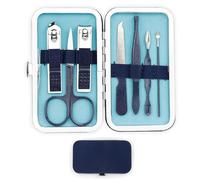Juego de manicura, kit de manicura, kit de manicura profesional, herramientas de pedicura, kit cortaúñas, 7 piezas manicura y pedicura Setnagelschere azul oscuro, herramientas de pedicura, kit de
