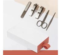 Juego de manicura para mujer Tijeras de acero inoxidable Cortaúñas Herramienta de pedicura Lima de uñas Cuchara para orejas Kit de cortadores de uñas Portátil, juego de cortaúñas blanco