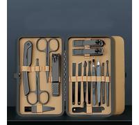 Juego de manicura profesional 7/16/24 piezas, cortaúñas acero inoxidable, herramientas cuidado con estuche viaje(16 Pcs Set)