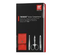 Juego de manicura Twin Twinox en estuche de cuero rojo 3 piezas
