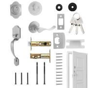 Juego de manija de puerta delantera y cerrojo - Manija de puerta exterior con cerrojo, suministros de jardín para seguridad, entrada, patio, balcón, baño, casa, patio