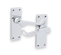 Juego de manijas de puerta con placa trasera, diseño victoriano, cromo pulido, decoración infinita