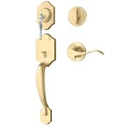 Juego de manijas de puerta de latón satinado con cerrojo, pestillo ajustable de alta resistencia, fácil de instalar for el hogar, la oficina y el exterior.(Brushed Copper)