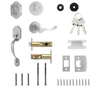 Juego de manijas de puerta delantera, combo de cerradura de 6 pulgadas, cerrojo de aleación de aluminio, perilla de puerta segura y cerradura para entradas de madera, baño o patio, diseño duradero que