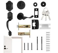 Juego de manijas para puerta delantera - Combinación cerradura de 6 pulgadas | Cerrojo de aleación de aluminio - Manija y cerradura seguras para entradas de madera, baño o patio, diseño duradero que