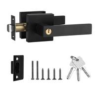 Juego de Manillas para Puerta Manija de Puerta con Cerradura y Llave Maneta Cuadrada Puerta Exterior con Llaves para Dormitorio Negro Reversible para Puertas con Apertura a la Derecha o a la Izquierd