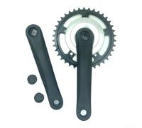 Juego de manivela plegable para bicicleta, aleación de aluminio 42T 38T, cono cuadrado de 170 mm, para bicicletas eléctricas plegables (negro + plateado 38T)