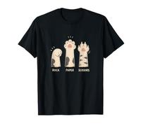 Juego de Mano Rock Paper Scissors Cute Paw Cat Passion Camiseta