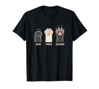 Juego de Mano Rock Paper Scissors, Lindo Amante de los Gatos Pink Paw Camiseta