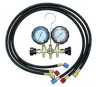 Juego de manómetros HVAC para R134a R410A R404A - Herramienta profesional de latón CA con presión alta y baja para reparación de automóviles, 31 cm