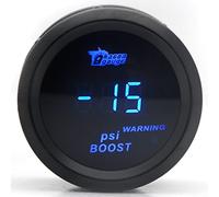 Juego de manómetros para coche, 52 mm, azul, LED, digital, turbo impulso, agua, aceite, temperatura, presión, medidor multifunción para salpicadero de 12 V (medidor de presión PSI)