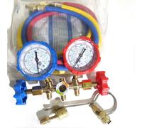 Juego de manómetros para colector de aire acondicionado R410A R22, manguera de color de 5 pies, para