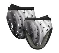 Juego de manoplas de horno de silicona con estampado de notas musicales, protección para hornear, cocinar, asar y acampar, talla única