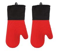 Juego de Manoplas Silicona Flexibles for Horno, Elementos Esenciales Cocina, Guantes Profesionales extralargos Resistentes al Calor, Suministros for Hornear para Horno(Red)