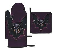 Juego de manoplas y soportes para ollas de murciélago Black Ghost Bat. Resistente al calor, apto para barbacoa de cocina.
