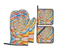 Juego de manoplas y soportes para ollas de Navidad personalizados, diseño único, resistente al calor, poliéster impermeable, perfecto para cocina y parrilla al aire libre, patrón psicodélico