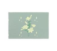 Juego de manteles individuales con diseño de lirios blancos de dibujos animados, 6 piezas, lavable, apto para uso en interiores y exteriores o decoración de mesa de comedor.