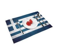 Juego de manteles individuales con estampado de bandera griega, juego de 4 piezas, 12 x 18 pulgadas, adecuado para cocina y comedor