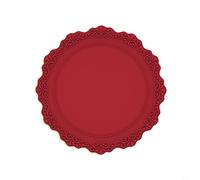 Juego de manteles individuales de silicona con flores de encaje, resistentes al calor, antideslizantes, suaves, lavables, redondos, decorativos para posavasos (rojo)
