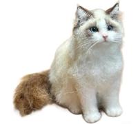 Juego de manualidades 3D con diseño de gato de fieltro hecho a mano para decoración del hogar, bonita figura de fieltro naranja atigrada en blanco y negro, moderno diseño minimalista como regalo para